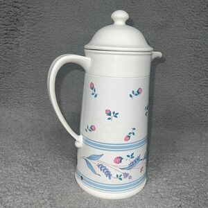 VTG Oggi Pfaltzgraff April Thermos 12" Flower Coffee Pot Carafe Push Button Lid‎